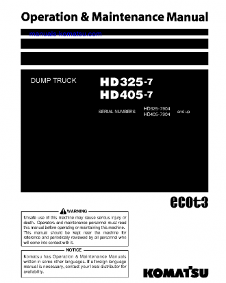 HD405-7(JPN) S/N 7904-UP Operation manual (English)