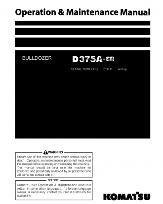 D375A-6(JPN)-R, FOR DUBAI STOCK OPERATION S/N 65001-UP Operation manual (English)