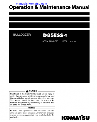 D85ESS-3(JPN) S/N 10001-UP Operation manual (English)