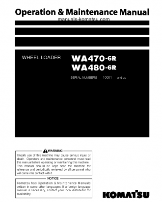 WA480-6(JPN)-R S/N 10001-UP Operation manual (English)