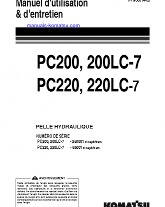PC220-7(JPN) S/N 65001-UP Operation manual (French)
