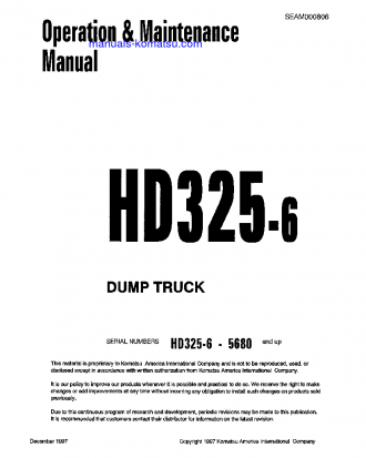 HD325-6(JPN) S/N 5680-5717 Operation manual (English)