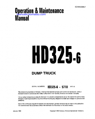 HD325-6(JPN) S/N 5718-5800 Operation manual (English)