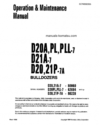 D21A-7(JPN) S/N 80060-80804 Operation manual (English)