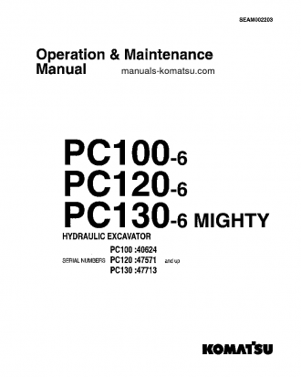 PC130-6(JPN) S/N 47713-UP Operation manual (English)