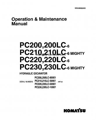 PC200-6(JPN) S/N 80001-87999 Operation manual (English)