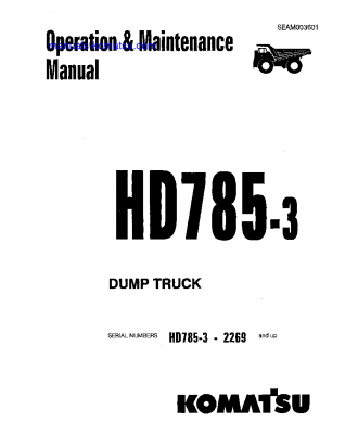 HD785-3(JPN) S/N 2269-UP Operation manual (English)
