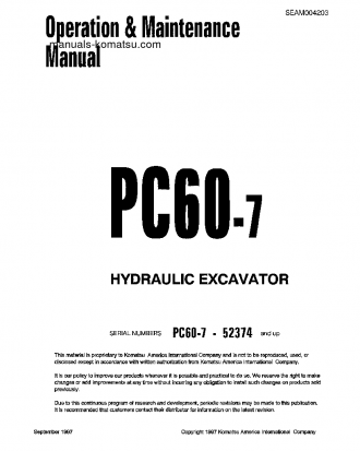 PC60-7(JPN) S/N 52374-58000 Operation manual (English)