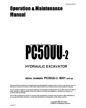 PC50UU-2(JPN) S/N 8001-UP Operation manual (English)