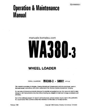WA380-3(JPN) S/N 50001-53000 Operation manual (English)