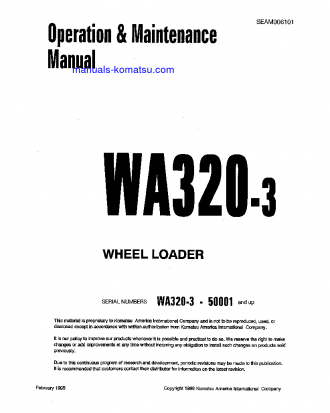 WA320-3(JPN) S/N 50001-UP Operation manual (English)