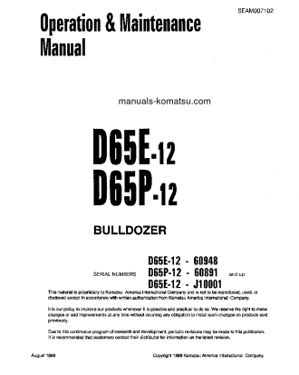 D65P-12(JPN) S/N 60891-61364 Operation manual (English)
