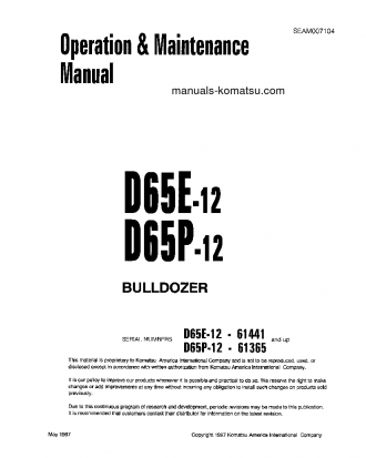 D65P-12(JPN) S/N 61365-62780 Operation manual (English)
