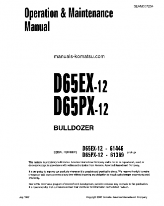 D65PX-12(JPN) S/N 61369-62958 Operation manual (English)