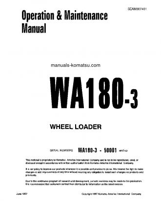 WA180-3(JPN) S/N 50001-UP Operation manual (English)