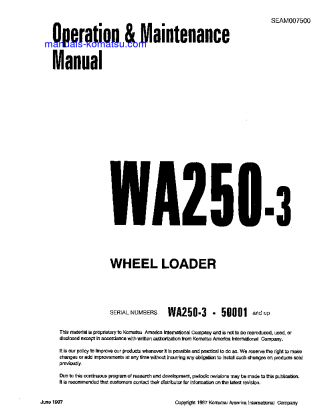 WA250-3(JPN) S/N 50001-53304 Operation manual (English)