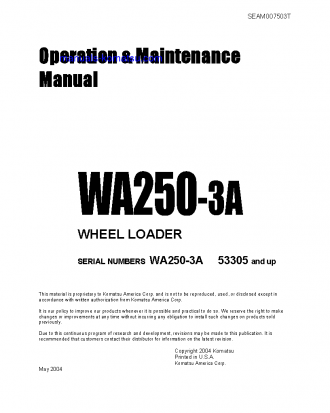 WA250-3(JPN)-A S/N 53305-UP Operation manual (English)