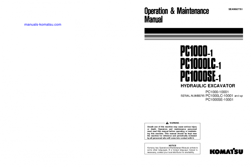 PC1000-1(JPN) S/N 10001-10376 Operation manual (English)