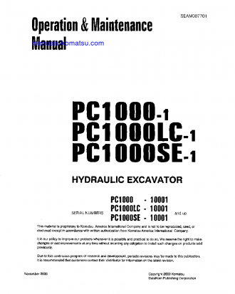 PC1000-1(JPN) S/N 10001-10376 Operation manual (English)