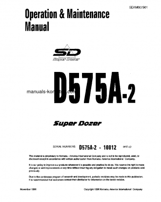 D575A-2(JPN)-SUPER DOZER S/N 10012-UP Operation manual (English)