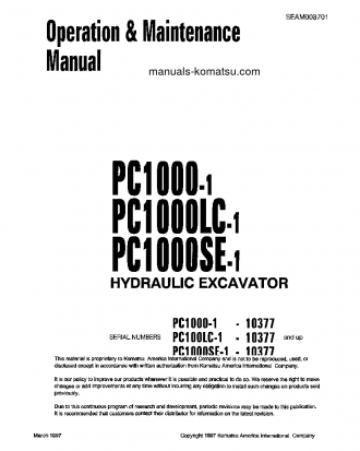 PC1000-1(JPN) S/N 10377-UP Operation manual (English)