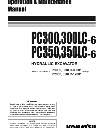 PC300LC-6(JPN) S/N 33001-33465 Operation manual (English)