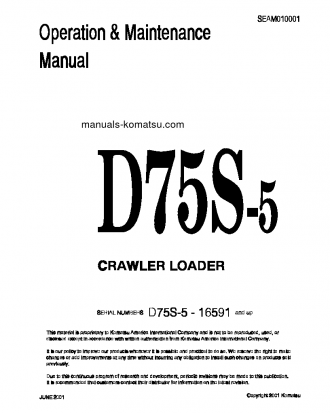 D75S-5(JPN) S/N 16591-UP Operation manual (English)