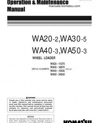 WA50-3(JPN) S/N 20642-21427 Operation manual (English)