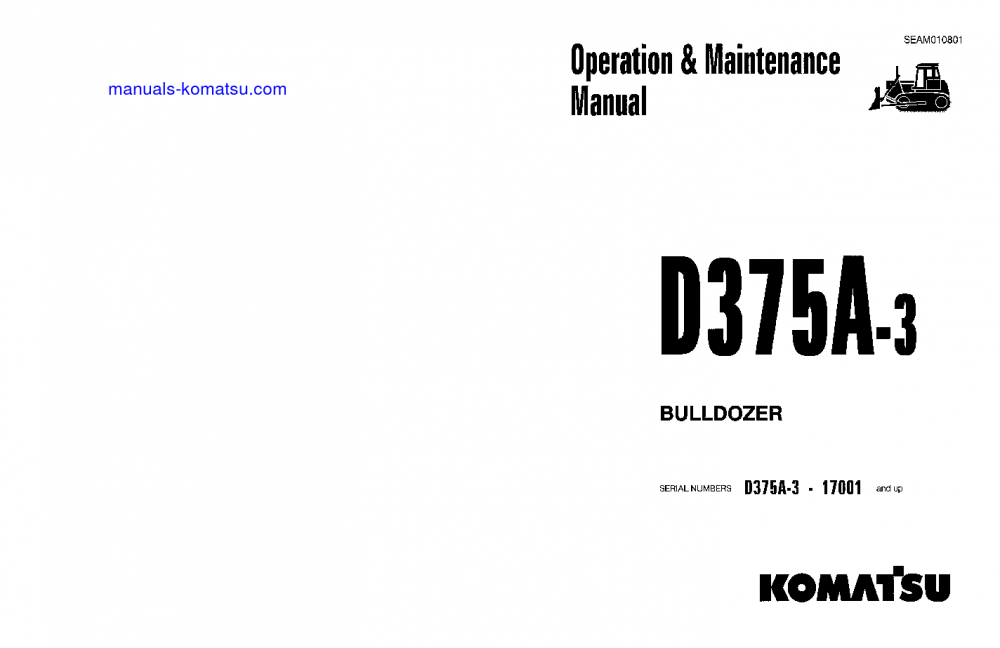 D375A-3(JPN)-6-TRACK ROLLER S/N 17001-17500 Operation manual (English)