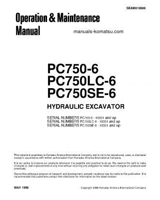 PC750SE-6(JPN) S/N 10001-10238 Operation manual (English)