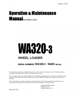 WA320-3(JPN) S/N 50403-UP Operation manual (English)