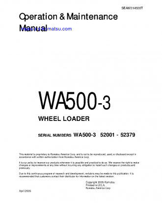 WA500-3(JPN) S/N 52001-52379 Operation manual (English)