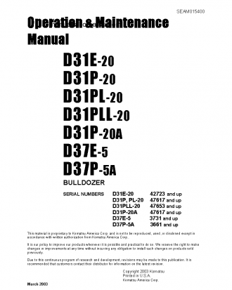 D31PLL-20(JPN) S/N 47653-48715 Operation manual (English)