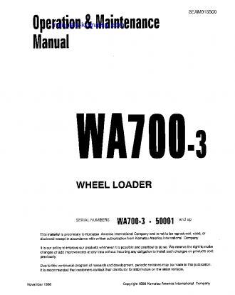 WA700-3(JPN) S/N 50001-50009 Operation manual (English)