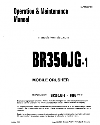 BR350JG-1(JPN) S/N 1005-1231 Operation manual (English)