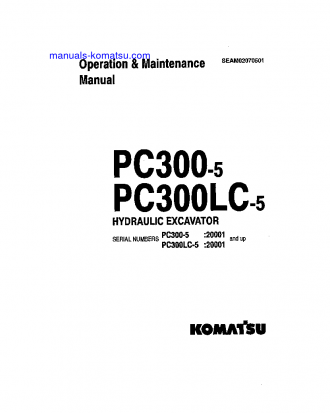 PC300LC-5(JPN) S/N 20001-21400 Operation manual (English)