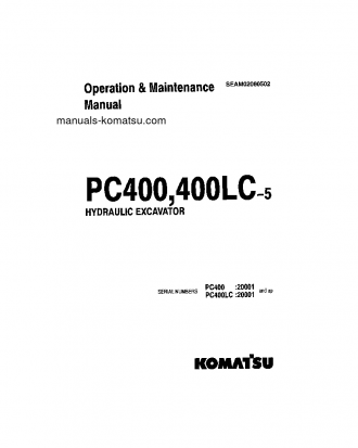 PC400LC-5(JPN) S/N 20001-20602 Operation manual (English)