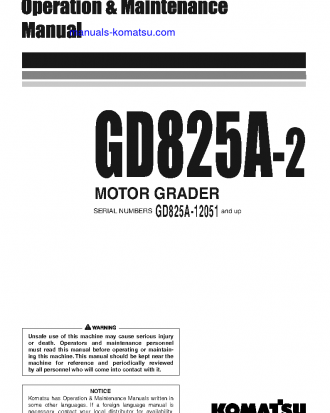 GD825A-2(JPN) S/N 12051-12106 Operation manual (English)