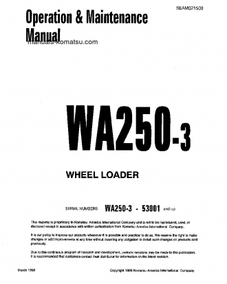 WA250L-3(JPN) S/N 53001-53060 Operation manual (English)