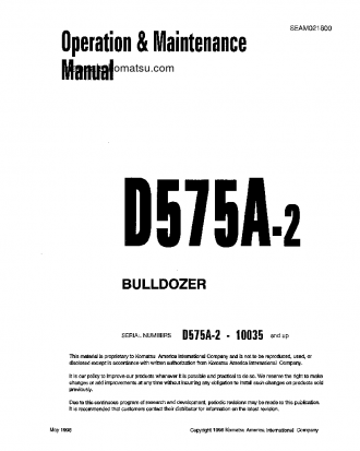 D575A-2(JPN) S/N 10035-UP Operation manual (English)