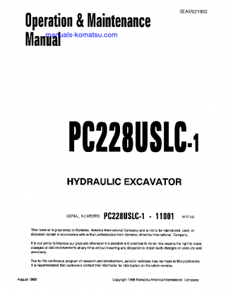 PC228USLC-1(JPN) S/N 11001-UP Operation manual (English)