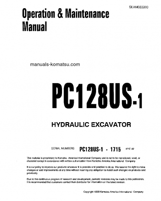 PC128US-1(JPN) S/N 1715-UP Operation manual (English)