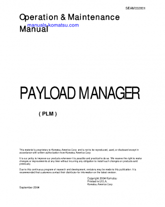 PLM(USA) S/N ALL Operation manual (English)