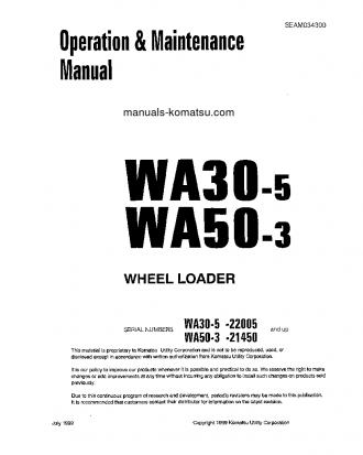 WA50-3(JPN) S/N 21450-23000 Operation manual (English)