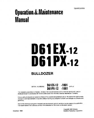 D61EX-12(JPN) S/N 1001-1105 Operation manual (English)
