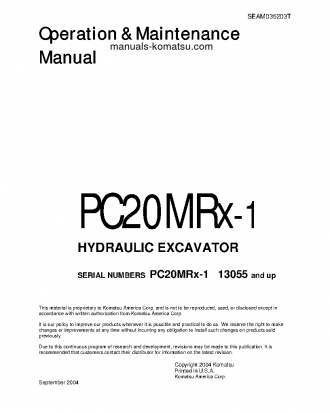 PC20MRX-1(JPN) S/N 13055-UP Operation manual (English)