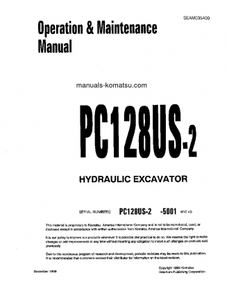 PC128US-2(JPN) S/N 5001-6456 Operation manual (English)