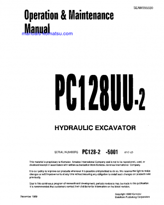 PC128UU-2(JPN) S/N 5001-5837 Operation manual (English)