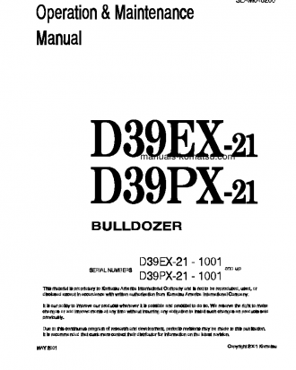 D39PX-21(JPN) S/N 1001-1208 Operation manual (English)