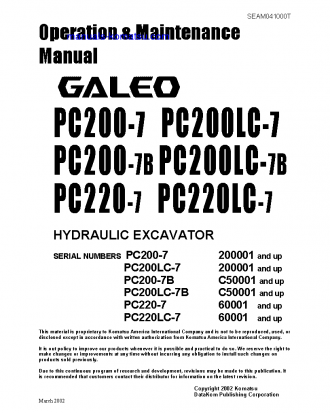 PC200LC-7(JPN) S/N 200001-250000 Operation manual (English)